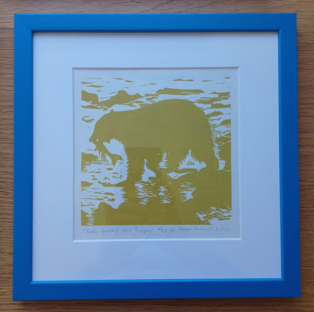 Mustard Yellow in blue frame