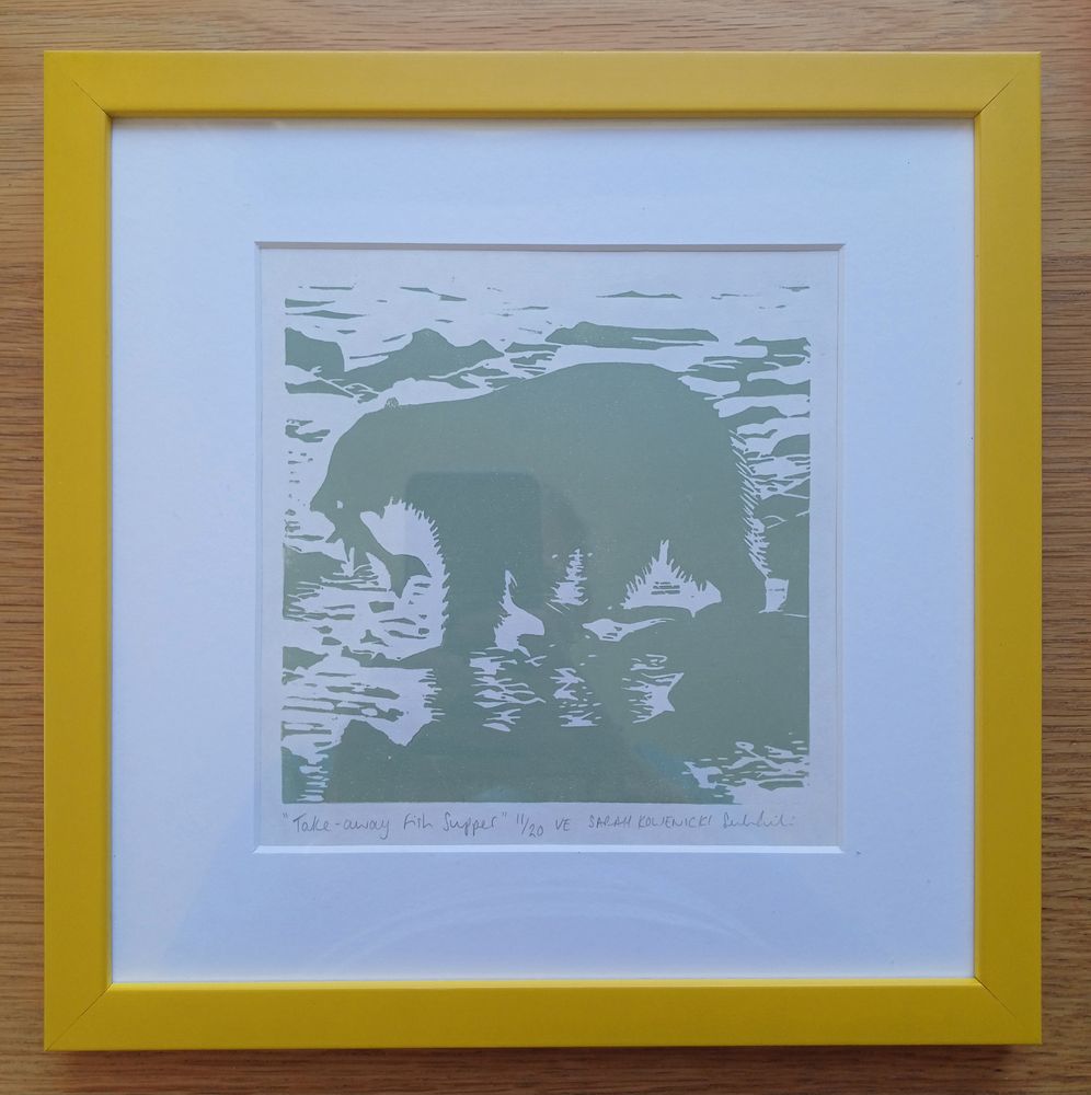 Sage Green print in yellow frame