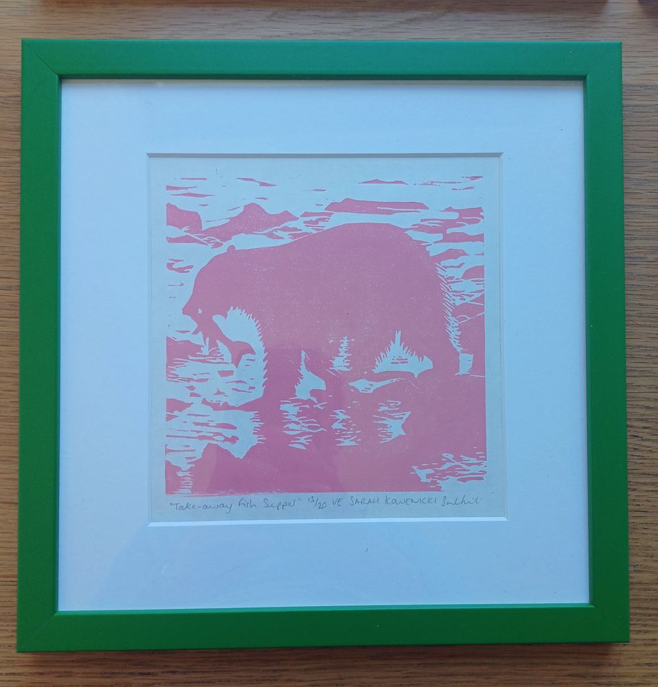 Soft Pink in green frame